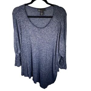 Lane Bryant Blue Heather Asymmetrical Long Sleeve Top Soft Size 18/20